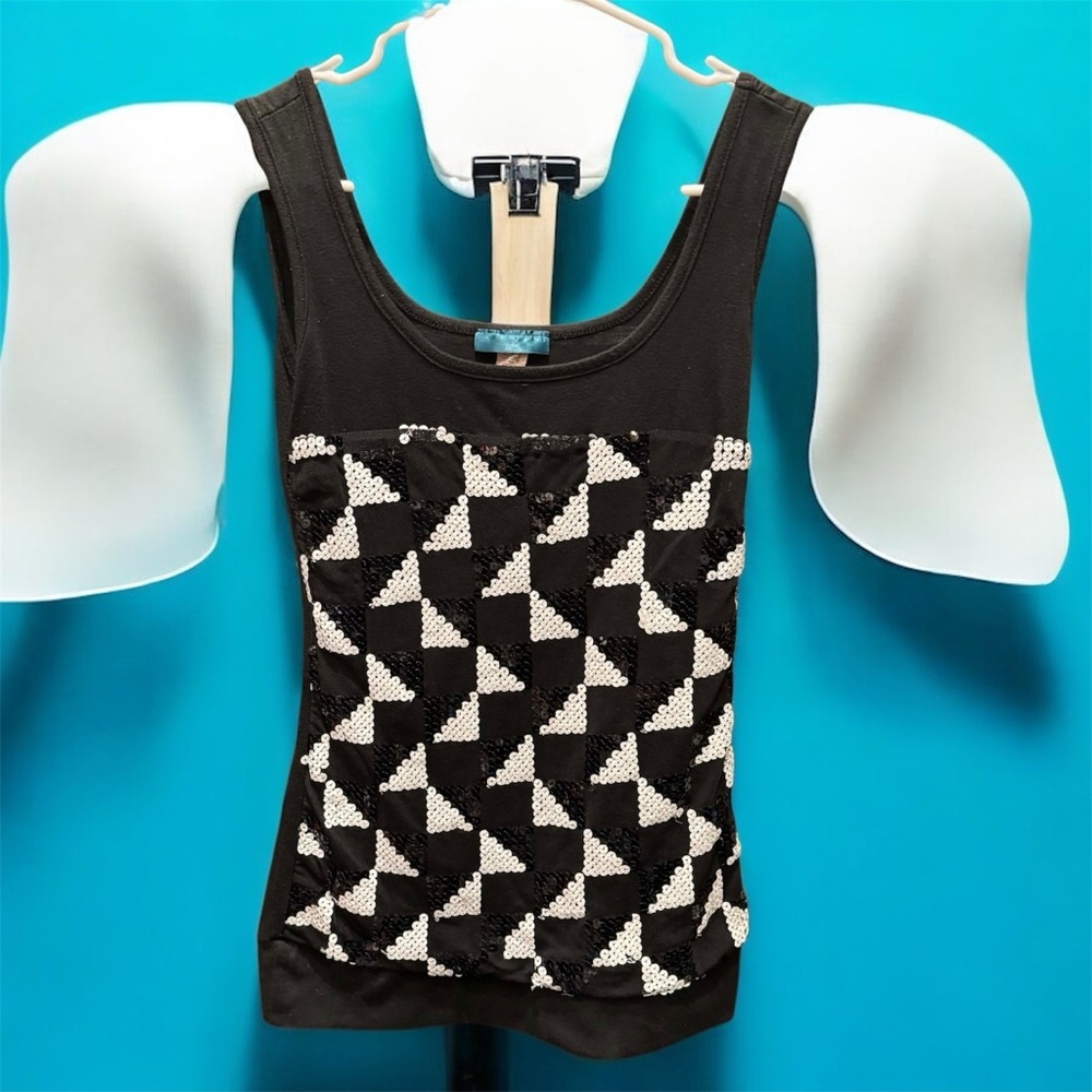 Black and White Sequin Women's Top SMALL